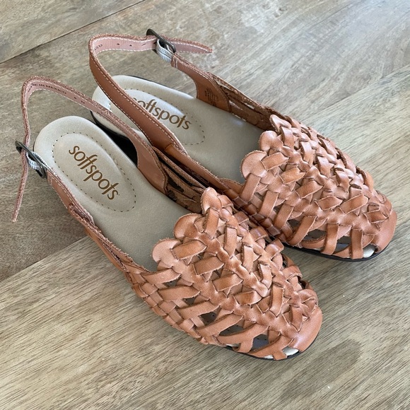 Shoes - SOFTSPOTS Tobago Tan Woven Huarache Sling Back Sandals